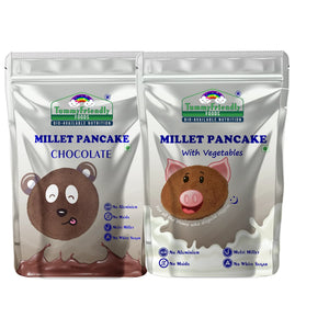TummyFriendly Foods Millet Pancake Mix - Chocolate, Veggies. HealthyBreakfast. Two 2 Packs 150g Each Cocoa Powder (4 x 150 g) - EarthBased 