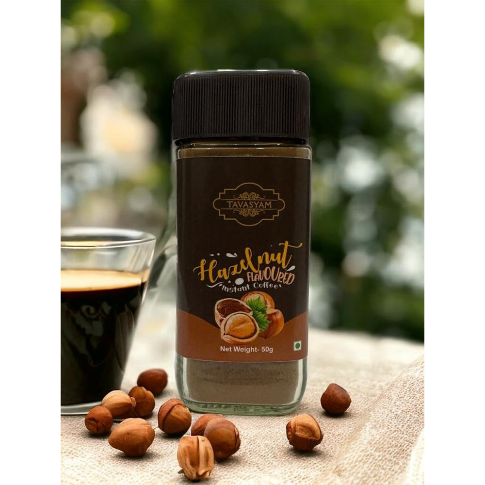 Tavasyam hazelnut flavoured instant coffee pack shot
