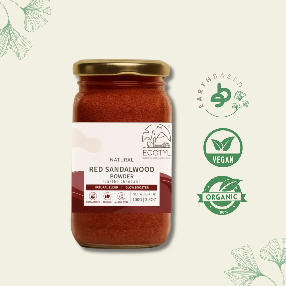 Ecotyl Red Sandalwood Powder | Natural Skin Brightener | Anti-Acne | Ayurvedic Skincare | 100g - EarthBased 