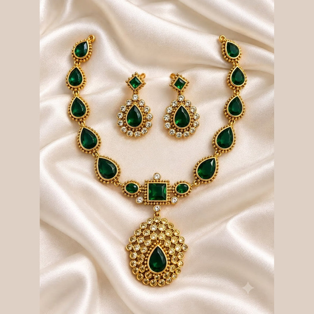 Emerald Pendant Necklace Set - view 3