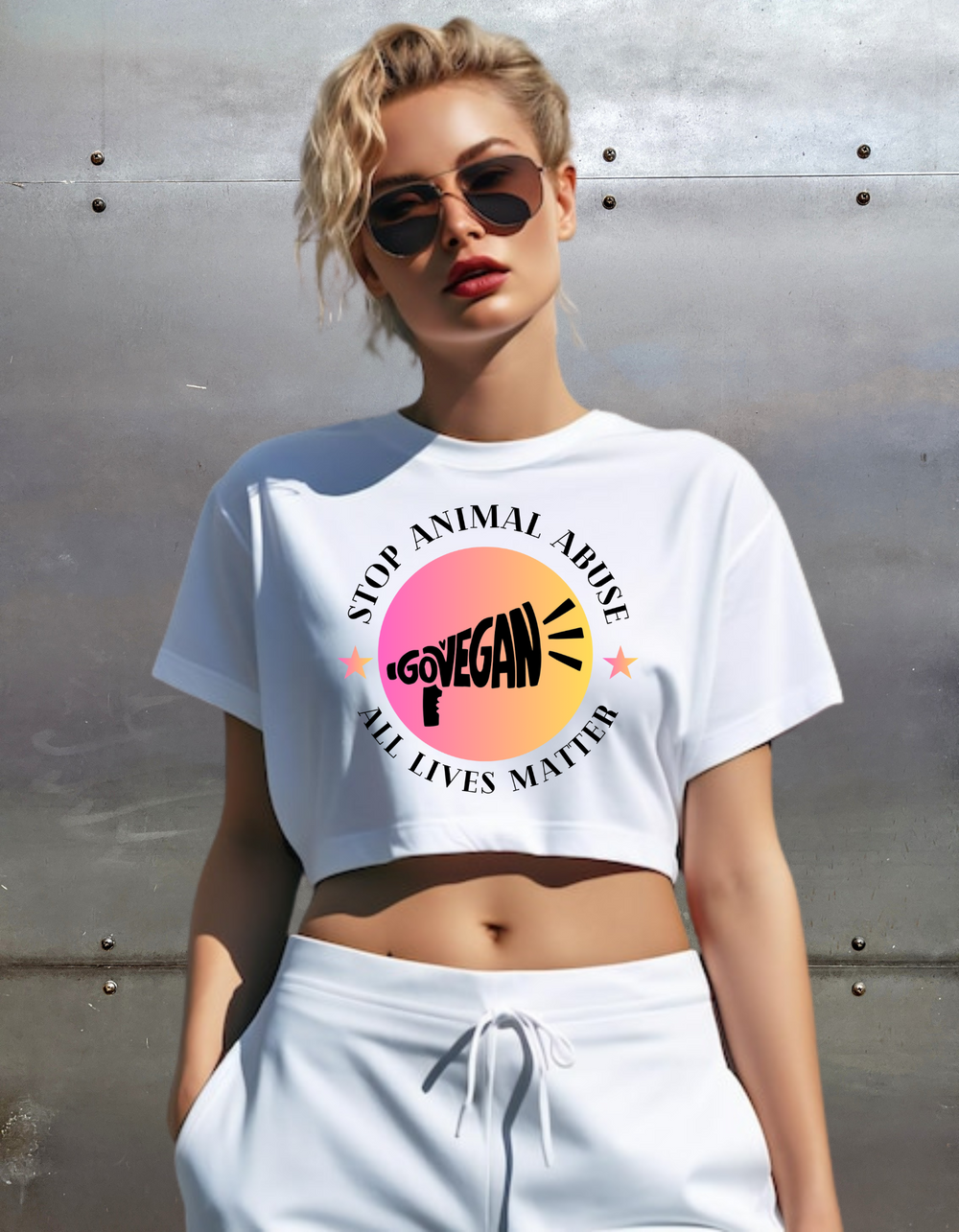 Stop Animal Abuse, All lives matter - Crop Shirt (Female) — Earthbased