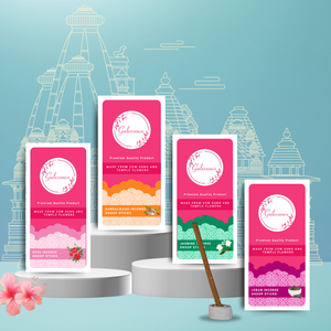 Gulessence Sandal, Rose, Loban & Jasmine Bambooless Dhoop Sticks | Pack of 4 (160 Sticks) | Free Ceramic Stand - EarthBased 