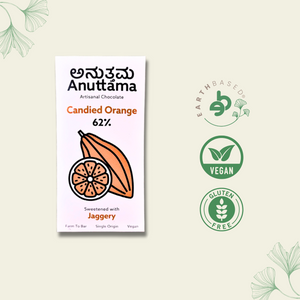 Candied Orange | 62% Cocoa | Sweetened with Jaggery | by Anuttama - EarthBased 