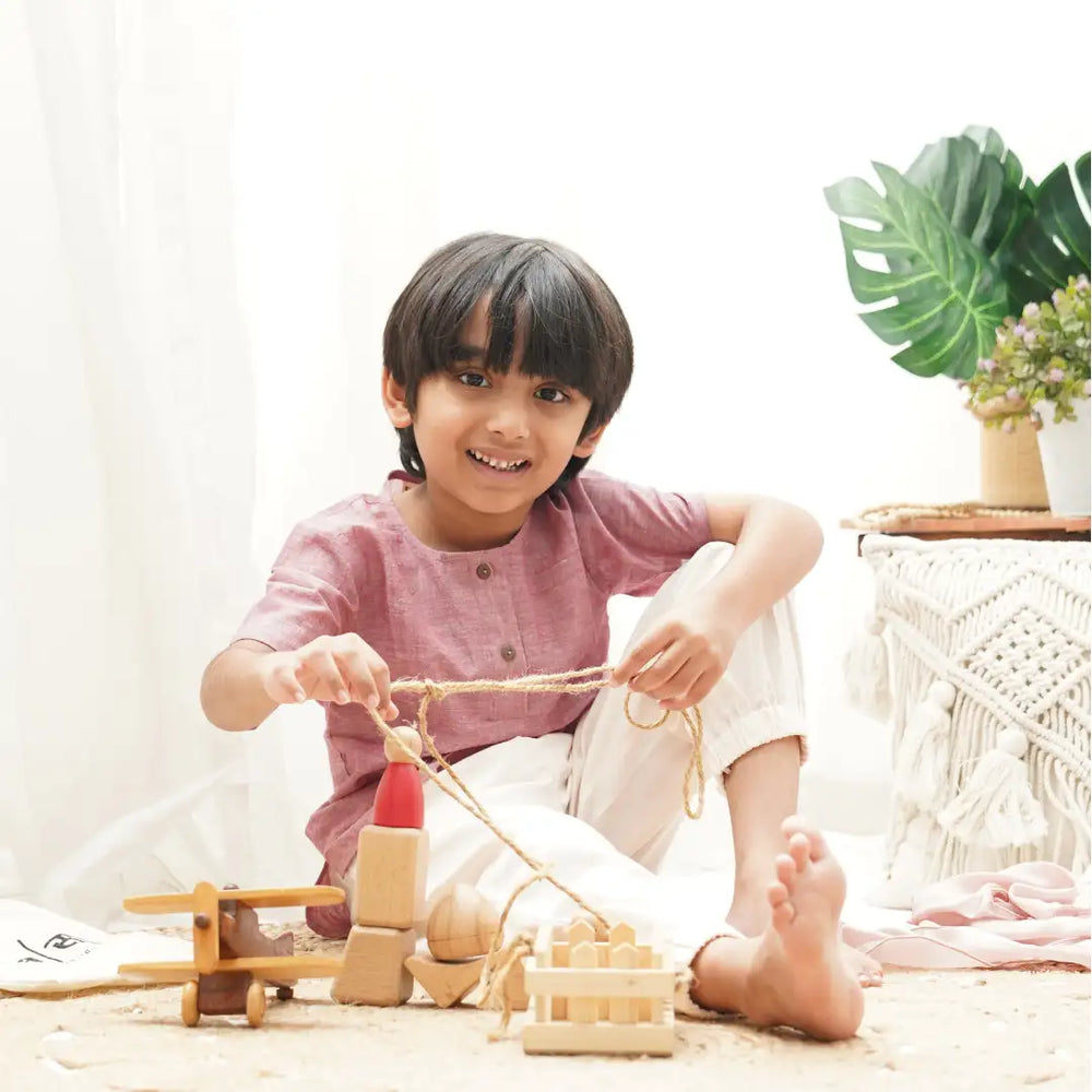 Kurta Shirt' - Boys' Cotton Shirt - EarthBased 