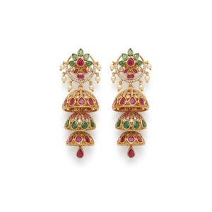 Layered Jhumka Drop Earrings - view 3