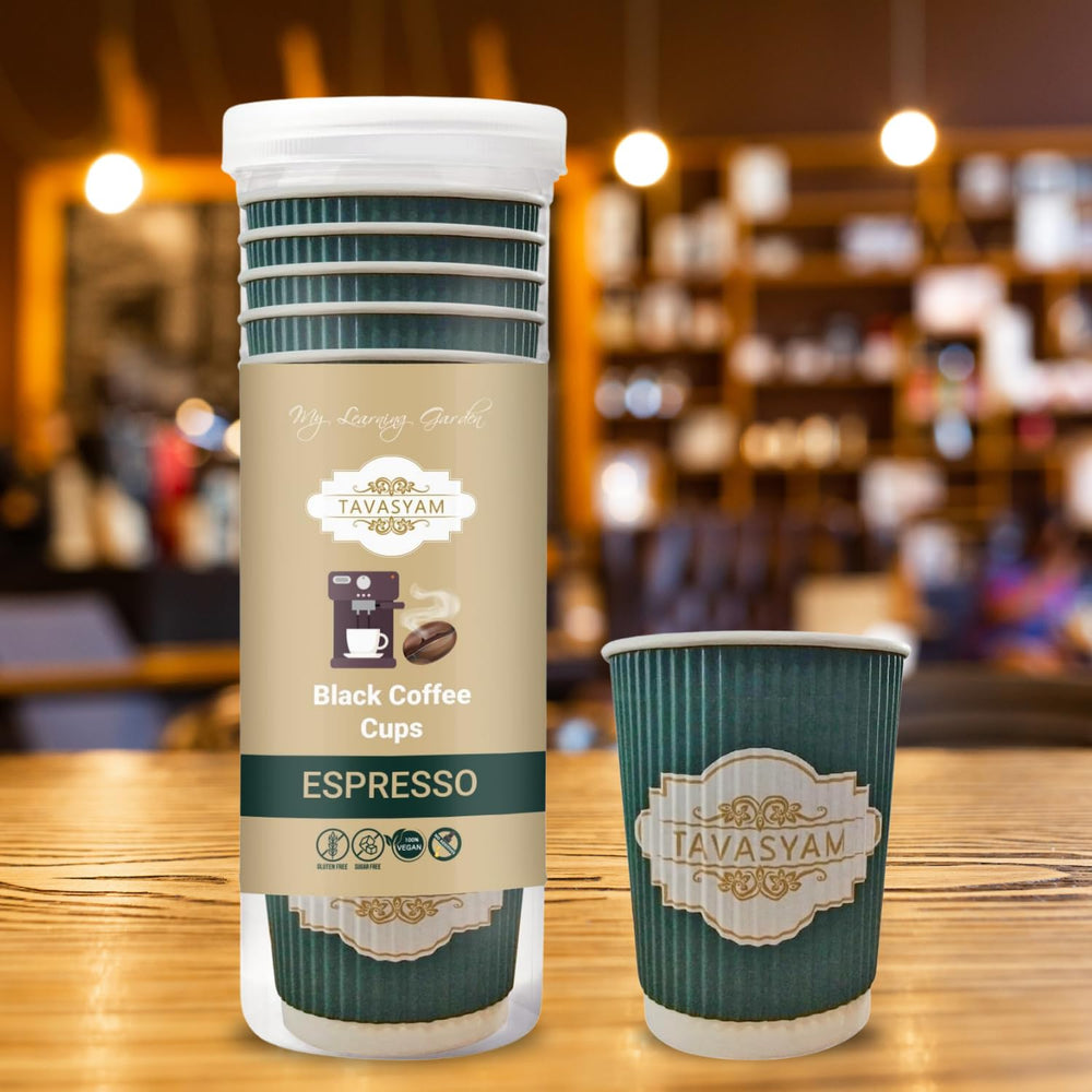 TAVASYAM Black Coffee instant coffee powder | Espresso Flavoured Coffee | Vegan, Gluten Free & Sugar Free | No Additives | No-Drip Infusion Layer | Pre-Filled Coffee Cups 200ml | Pack of 12 Cups - EarthBased 