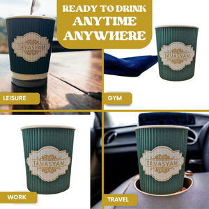 TAVASYAM Black Coffee Hazelnut Instant Coffee Powder | Hazelnut Flavored Coffee | Gluten Free & Sugar Free | No Additives | No-Drip Infusion Layer | Pre-Filled Coffee Cups 200ml | Pack of 12 Cups - EarthBased 