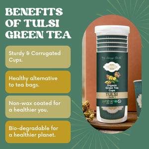 TAVASYAM Ready to Sip Tulsi Flavour Green Tea Cup | Green Tea for Weight Loss | Vegan, Gluten Free & Sugar Free | Tulsi Flavour | Whole Leaf Teas | Pre-Filled Tea Cups 200ml | Tea Cups Set of 12 - EarthBased 