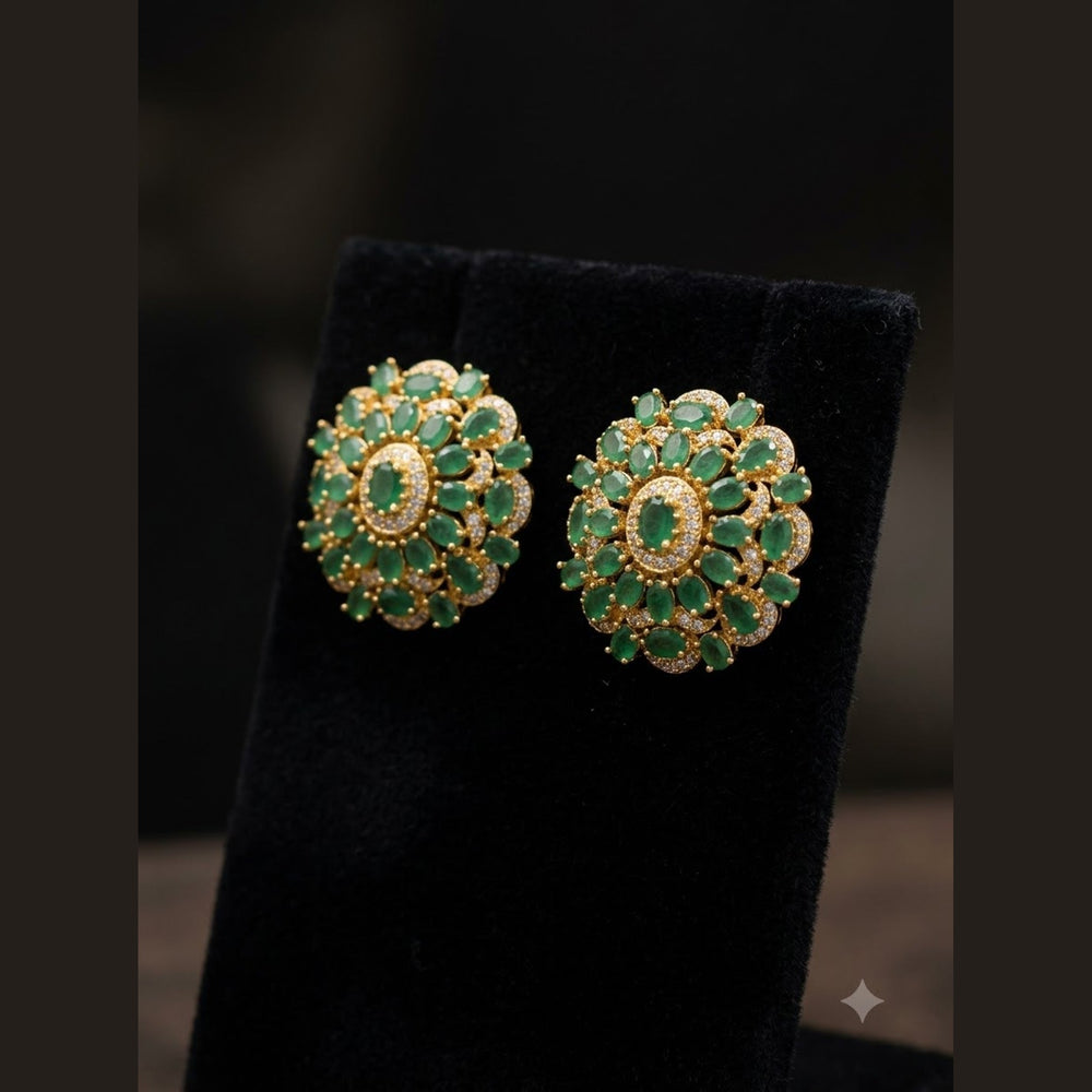 Emerald Flower Studs