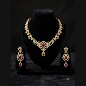 Ruby Flower Necklace Set - view 4