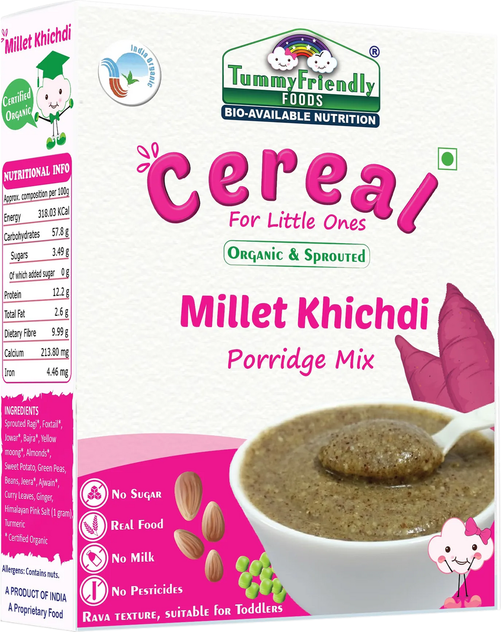 TummyFriendly Foods Organic Millet Khichdi Mix With Vegetables for Toddler Cereal (200 g) - EarthBased 