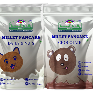 TummyFriendly Foods Millet Pancake Mix - Chocolate, Dates, Nuts. HealthyBreakfast. 2 Packs 150g Each Cocoa Powder (2 x 150 g) - EarthBased 