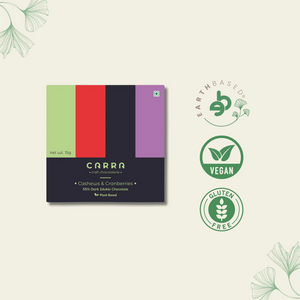 CARRA Cashews & Cranberries in 55% Dark Chocolate 15G - EarthBased 