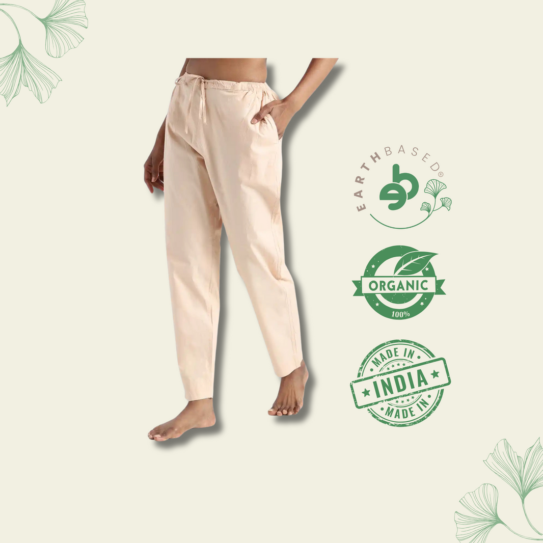 Organic Cotton & Natural Dyed Womens Sandal Wood Color Slim Fit Pants by Livbio - EarthBased 