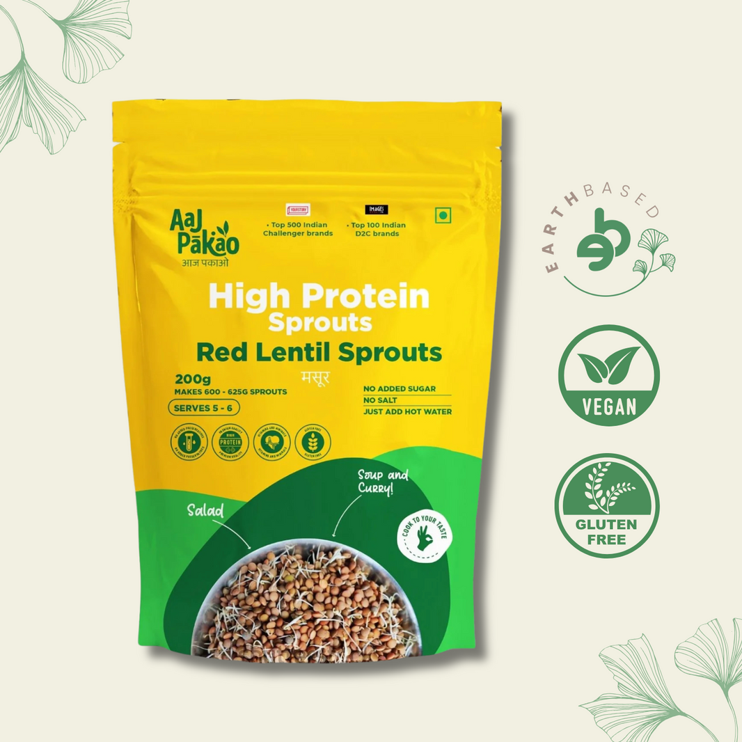 Aaj Pakao | Dehydrated Red Lentil Sprouts, 200g - EarthBased 