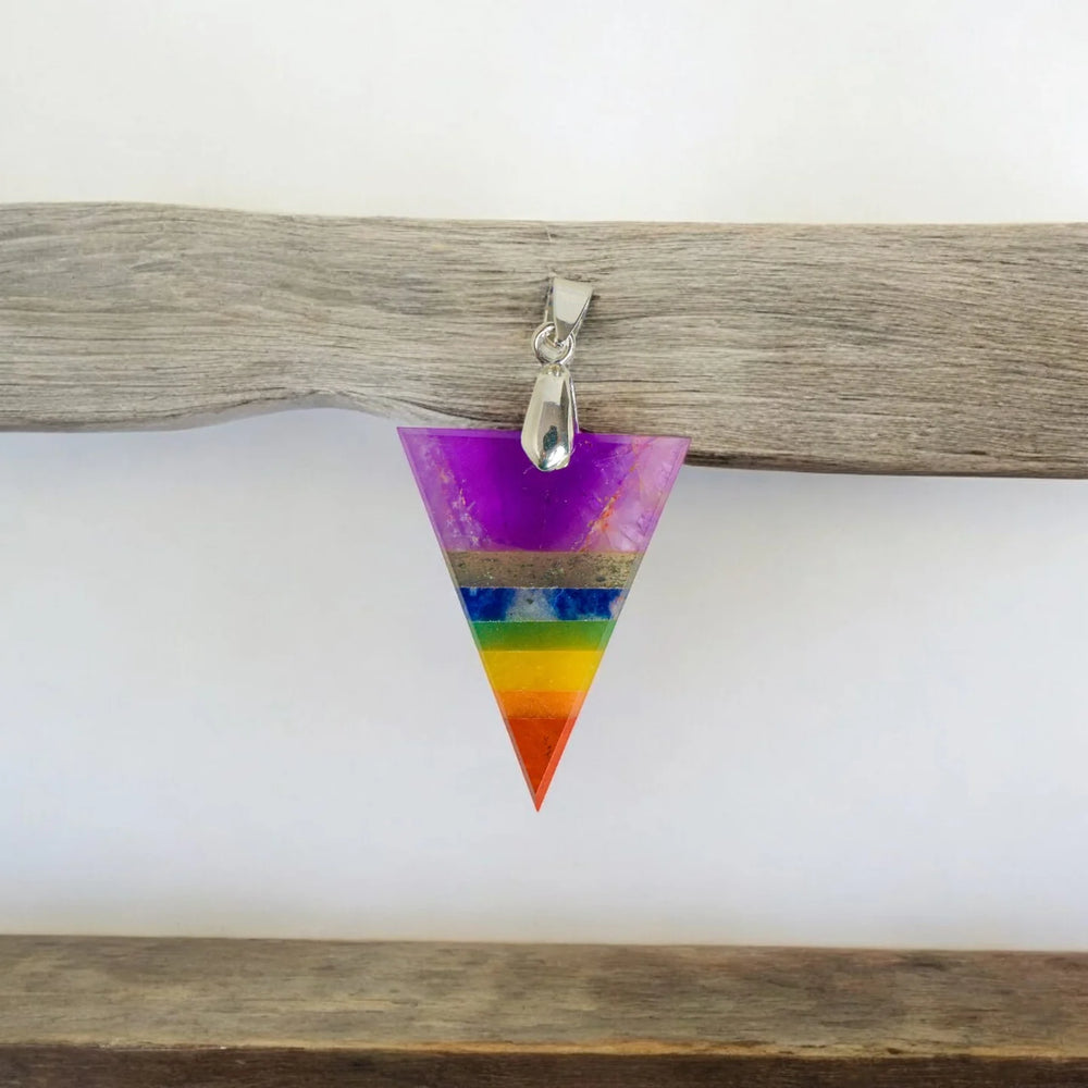 Balance Your Energy with the 7 Chakra Triangle Pendant – A Powerful, Geometric Gemstone Necklace for Healing and Alignment. - EarthBased 