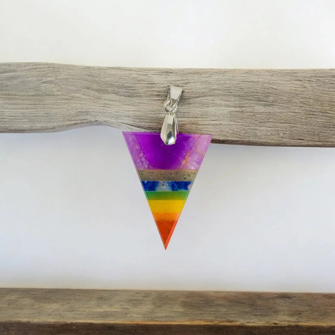 Balance Your Energy with the 7 Chakra Triangle Pendant – A Powerful, Geometric Gemstone Necklace for Healing and Alignment. - EarthBased 
