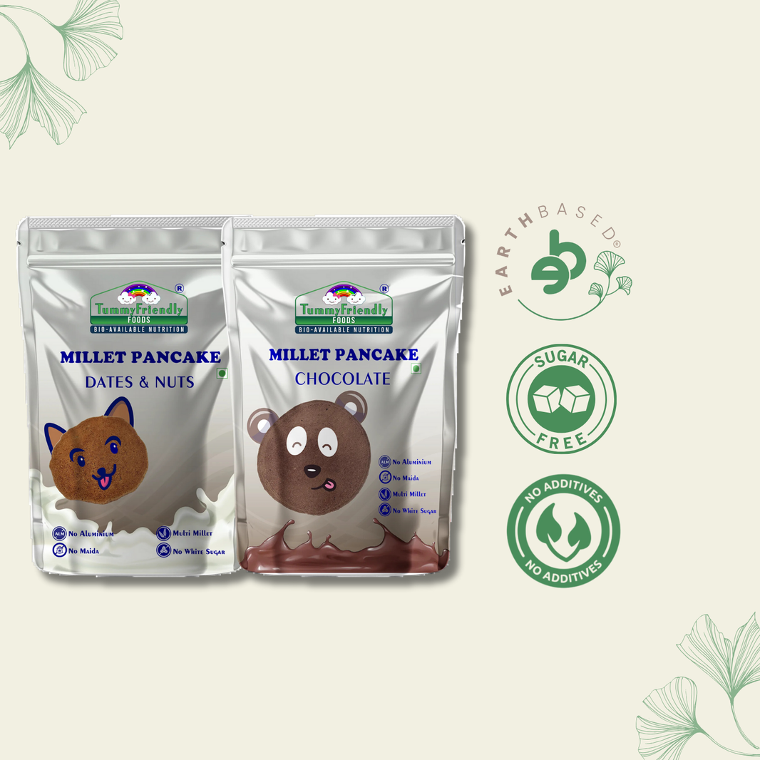 TummyFriendly Foods Millet Pancake Mix - Chocolate, Dates, Nuts. HealthyBreakfast. 2 Packs 150g Each Cocoa Powder (2 x 150 g) - EarthBased 