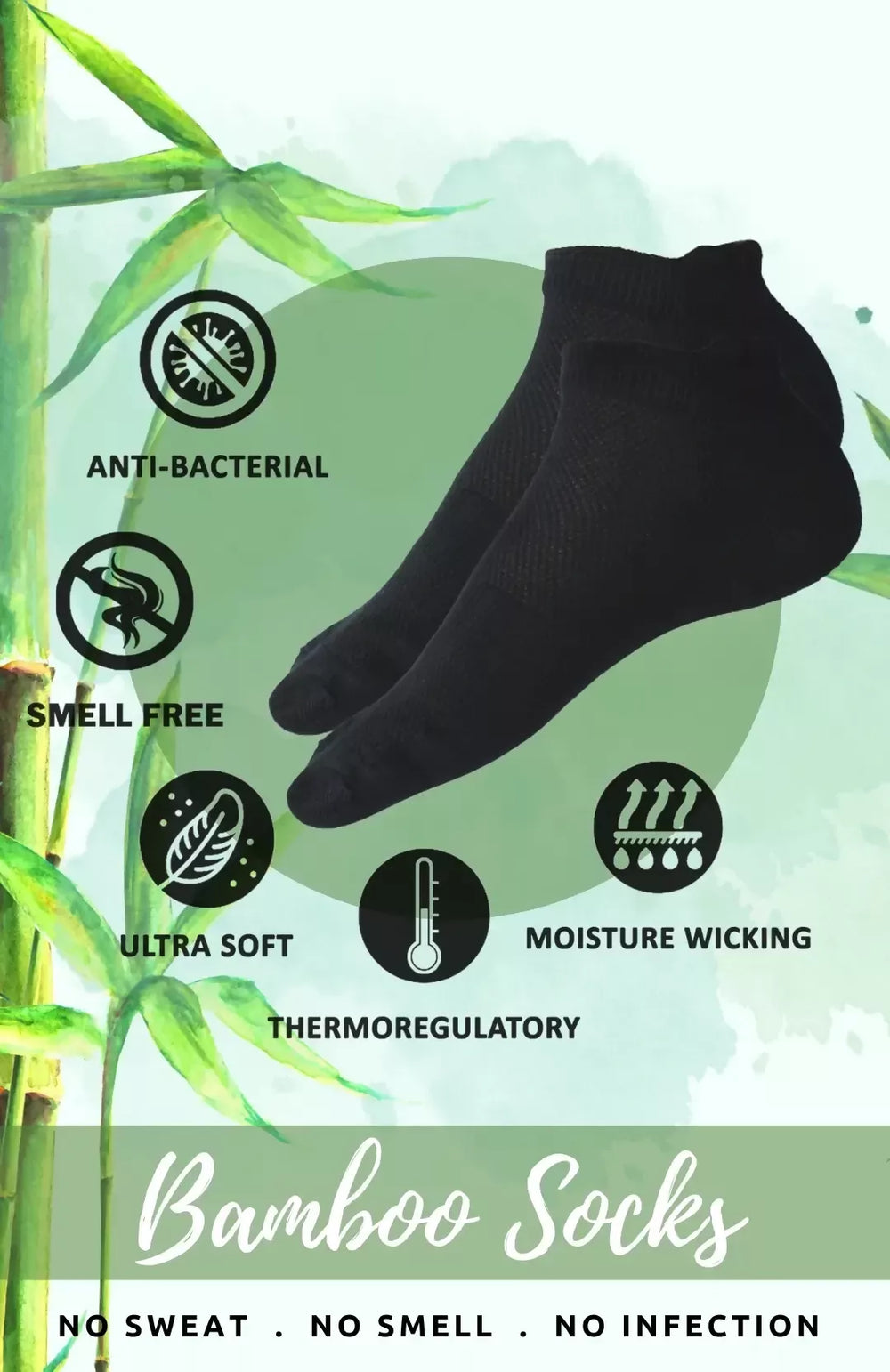 Bamboo Fabric Ankle-Length Socks (Pack of 2) – Ultra-Soft, Breathable, Moisture-Wicking, and Eco-Friendly for All-Day Comfort. - EarthBased 