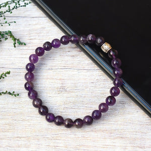 Real Certified Amethyst Stone Healing Bracelet | Powerful Stone For Protection & Inner Cleansing - EarthBased 