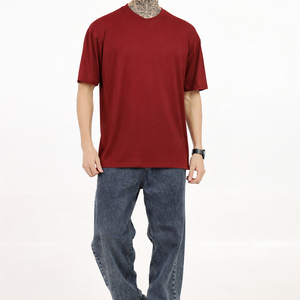Women Oversized Bamboo Plain T-Shirt – Soft, Breathable & Sustainable | Maroon - EarthBased 