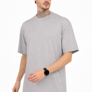 Men Oversized Plain Bamboo T-Shirt – Soft, Breathable & Sustainable | Gray - EarthBased 