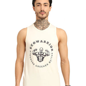 Men’s Bamboo Gym Vest – Soft, Breathable Workout Tank in Cream - EarthBased 