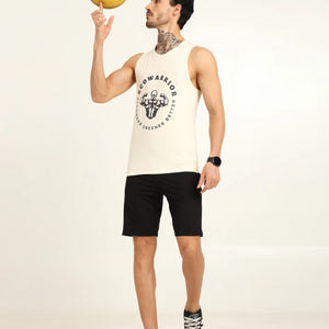 Men’s Bamboo Gym Vest – Soft, Breathable Workout Tank in Cream - EarthBased 