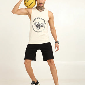 Men’s Bamboo Gym Vest – Soft, Breathable Workout Tank in Cream - EarthBased 