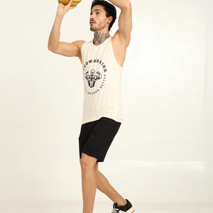 Men’s Bamboo Gym Vest – Soft, Breathable Workout Tank in Cream - EarthBased 