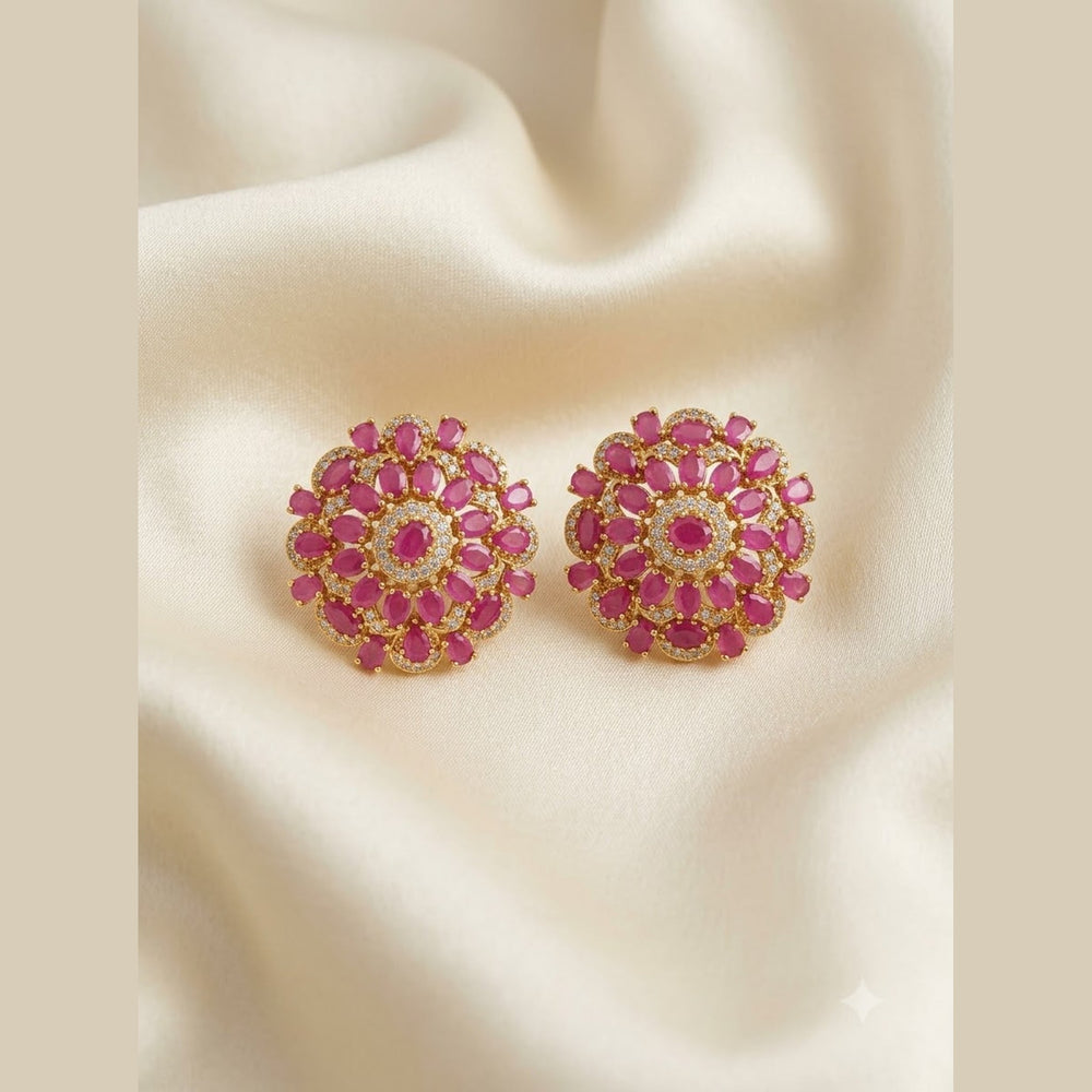 Ruby Flower Studs - view 3