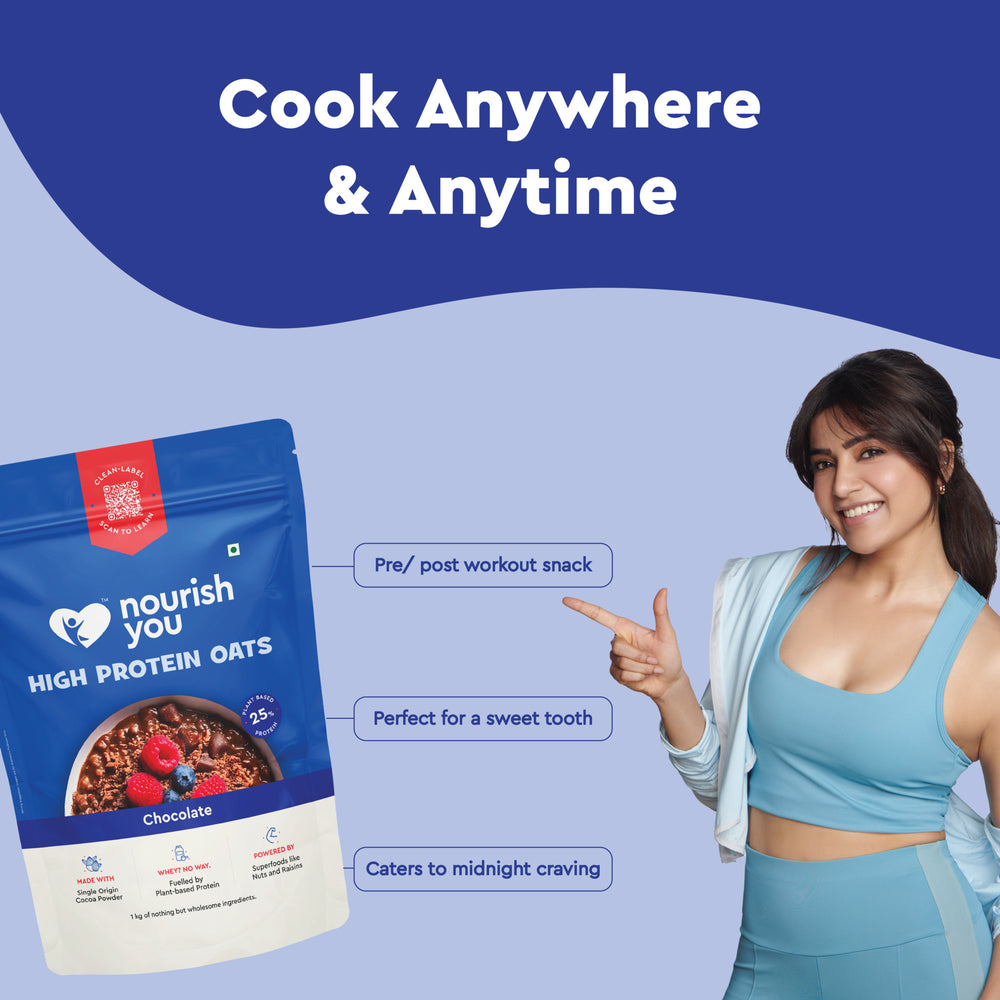 Nourish You 25% High Protein Chocolate Oats 1Kg - EarthBased 