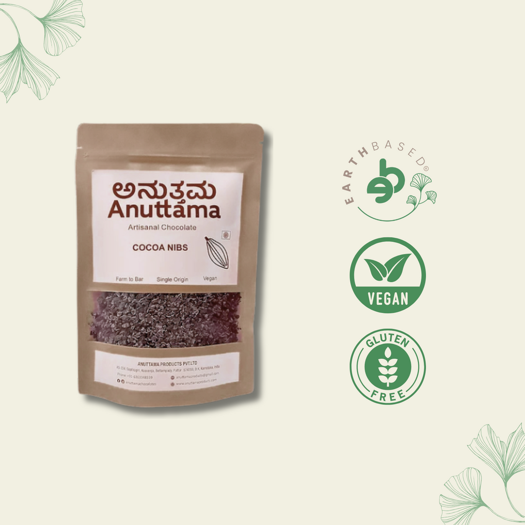 Cocoa Nibs (Roasted)| Unsweetened | 150g by Anuttama - EarthBased 