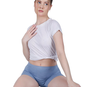 Bamboo Fabric Mid Rise Shorts | Peach & Blue | Pack Of 2 - EarthBased 