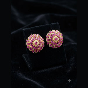 Ruby Flower Studs - view 4