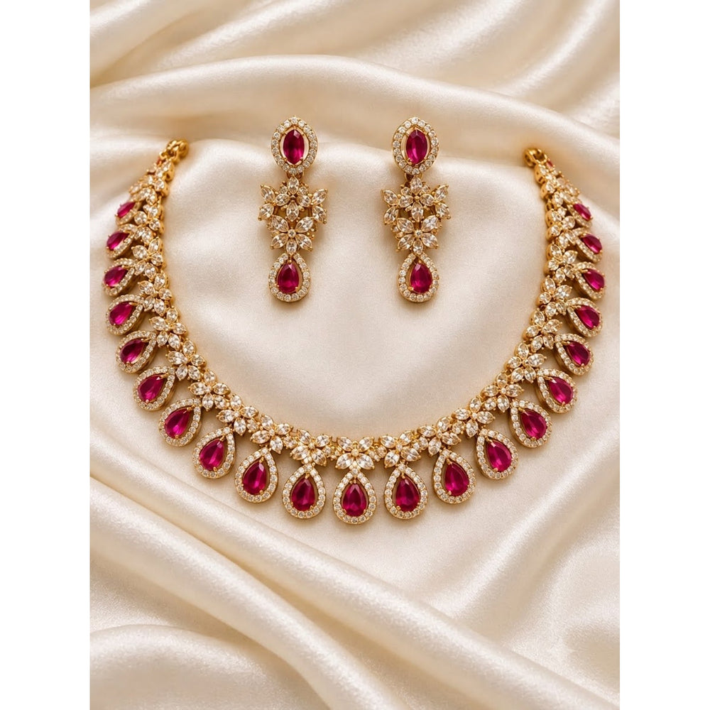 Ruby Teardrop Necklace Set - view 3