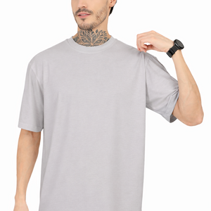 Men Oversized Plain Bamboo T-Shirt – Soft, Breathable & Sustainable | Gray - EarthBased 