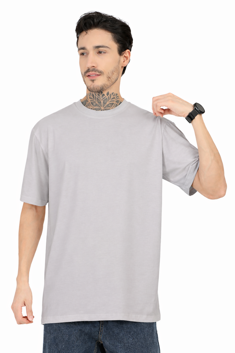 Men Oversized Plain Bamboo T-Shirt – Soft, Breathable & Sustainable | Gray - EarthBased 