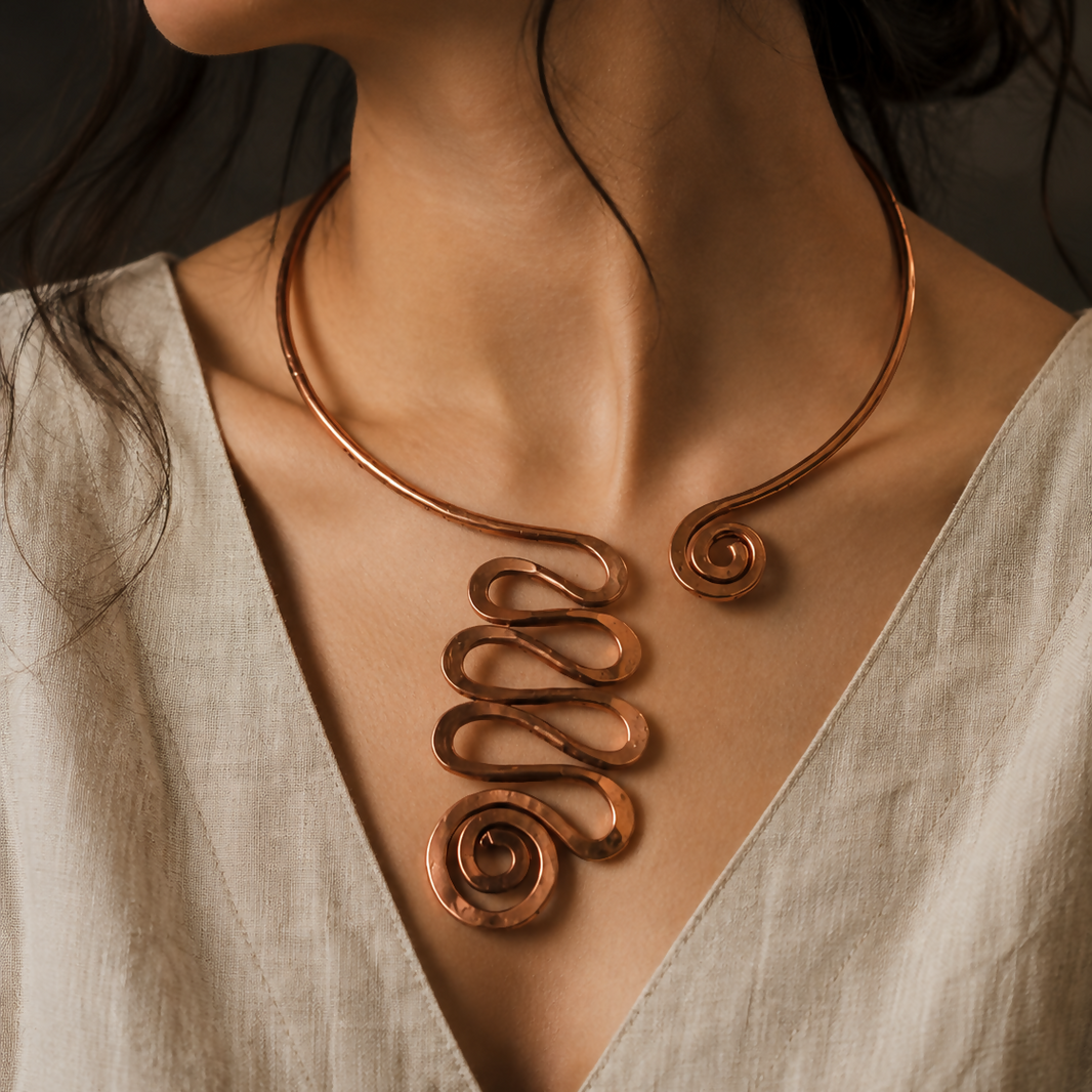 Egyptian Heritage Pure Copper Necklace for Women | Handmade Ayurvedic Copper Jewelry