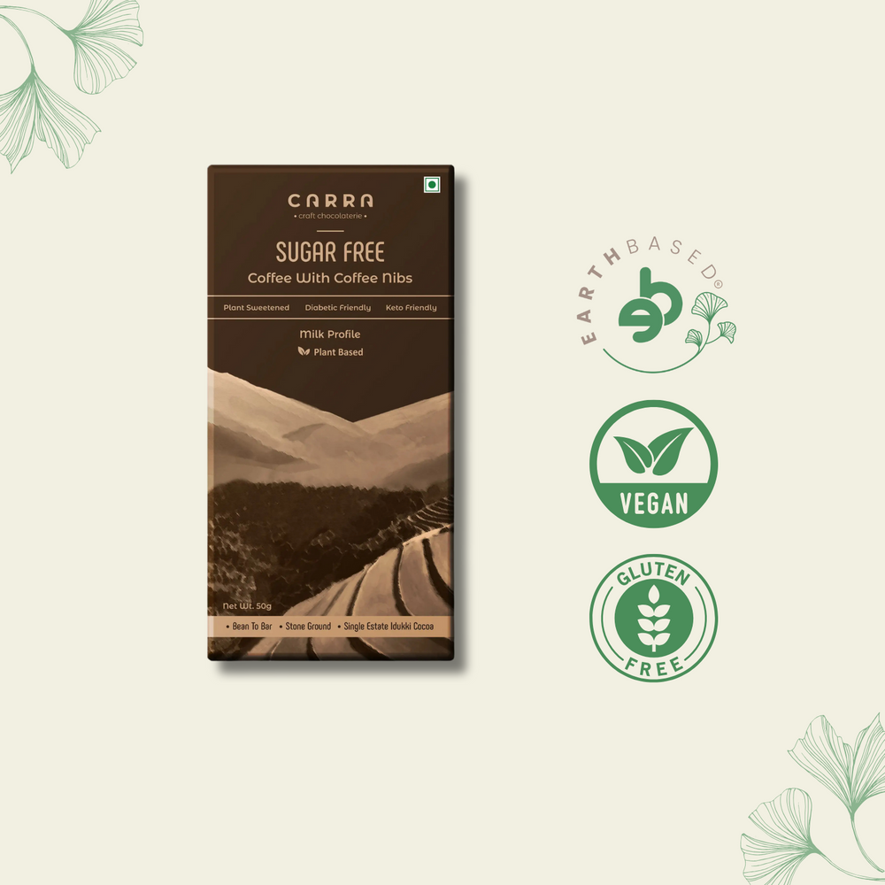 CARRA Coffee with coffee nibs in Plant Based Milk Chocolate 50G - EarthBased 