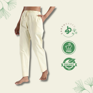 Organic Cotton & Natural Dyed Womens Lemon Yellow Color Slim Fit Pants by Livbio - EarthBased 