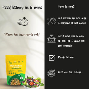 Aaj Pakao - Dehydrated 7 Mixed Sprouts | 200gms | Ready to Cook | Great for Salads, Stir-fries, and Sandwiches | 1 Pack, 200gms - EarthBased 