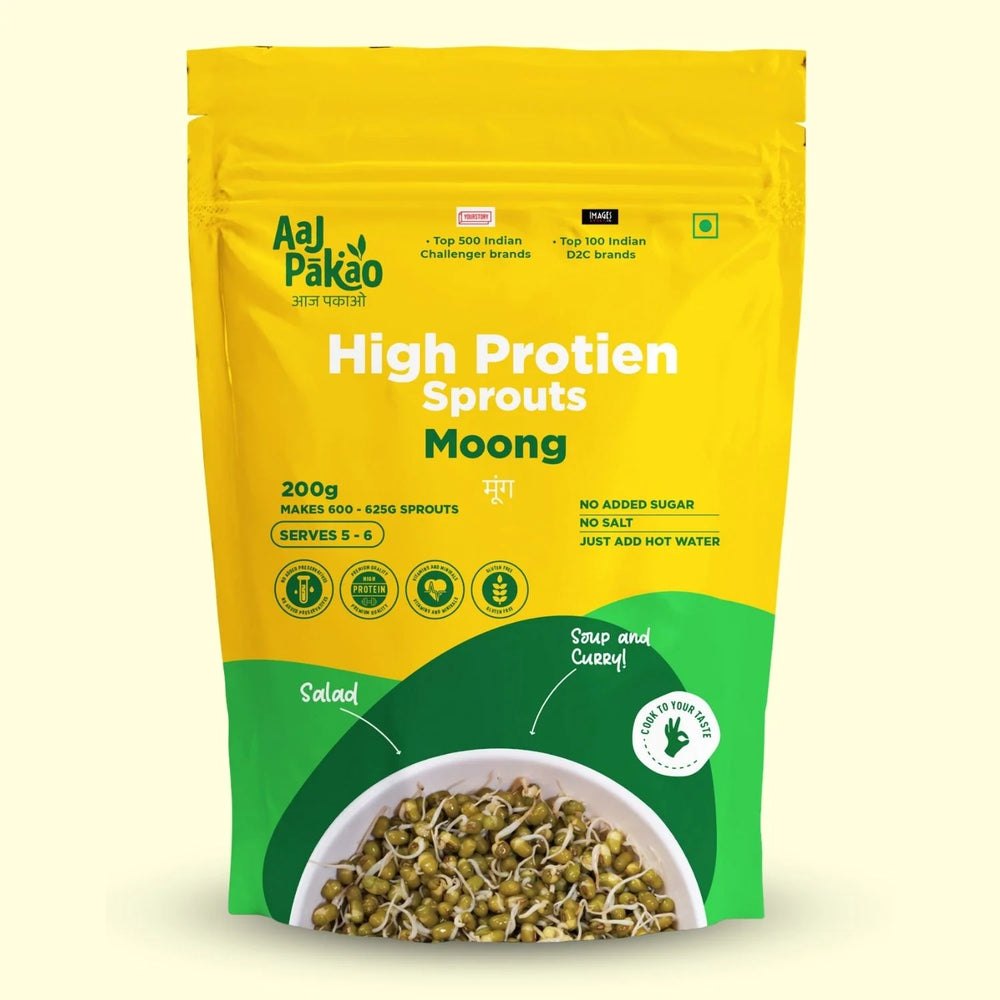 Aaj Pakao - Dehydrated Moong Sprout | Great for Salads, Stir-fries, and Sandwiches | 1 Pack, 200gms - EarthBased 