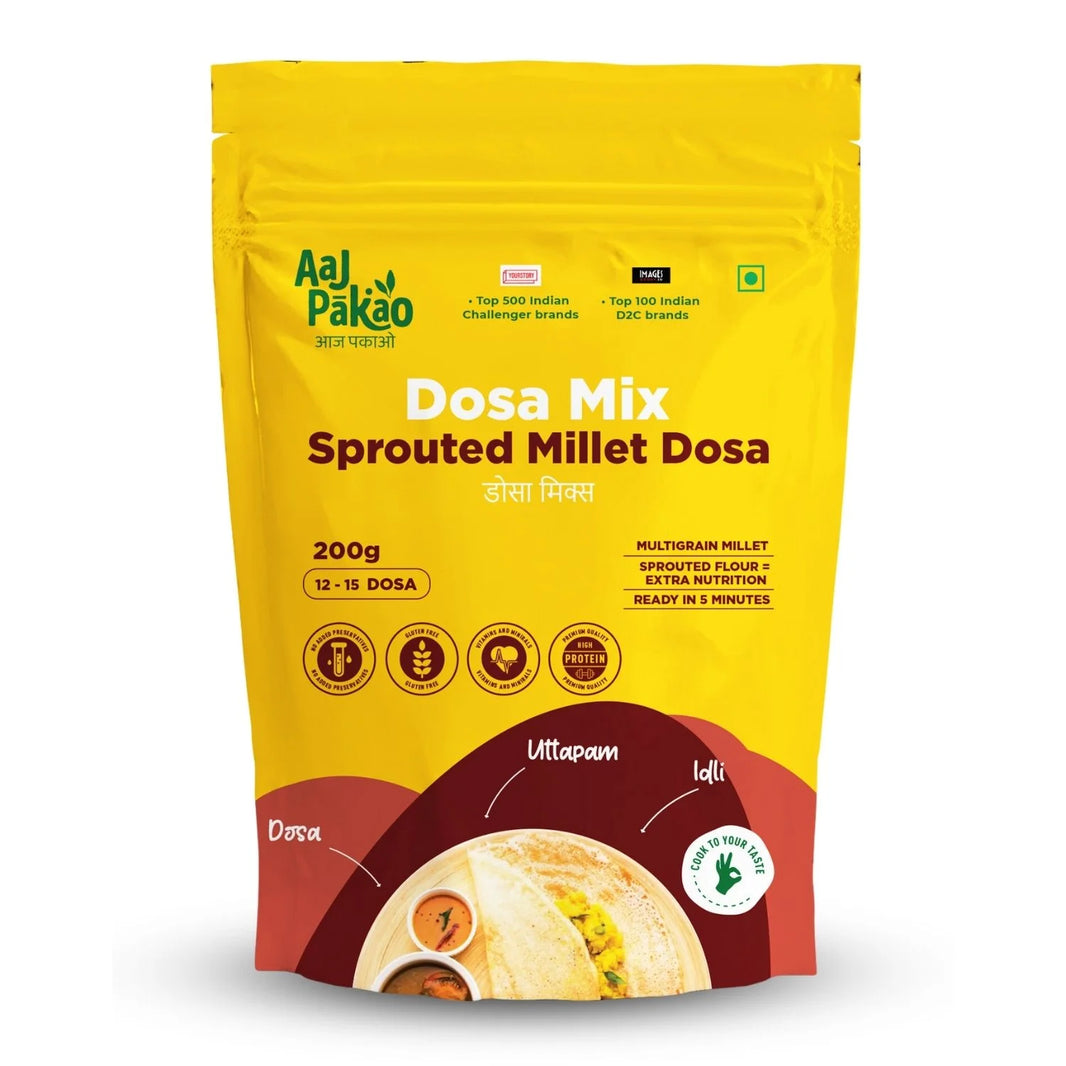 Aaj Pakao - Instant Millet Dosa Mix Flour | 200gms | 100% Natural, No Preservatives | 1 Pack - EarthBased 