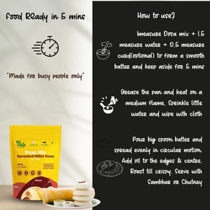 Aaj Pakao - Instant Millet Dosa Mix Flour | 200gms | 100% Natural, No Preservatives | 1 Pack - EarthBased 