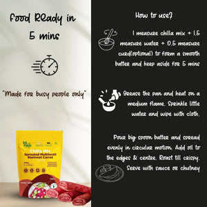 Aaj Pakao - Sprouted Multi Lentil Beetroot Carrot Instant Chilla Mix | 200gms | Mixed Sprouted Beans & Millets | High Protein | No Preservatives | 1 Pack - EarthBased 