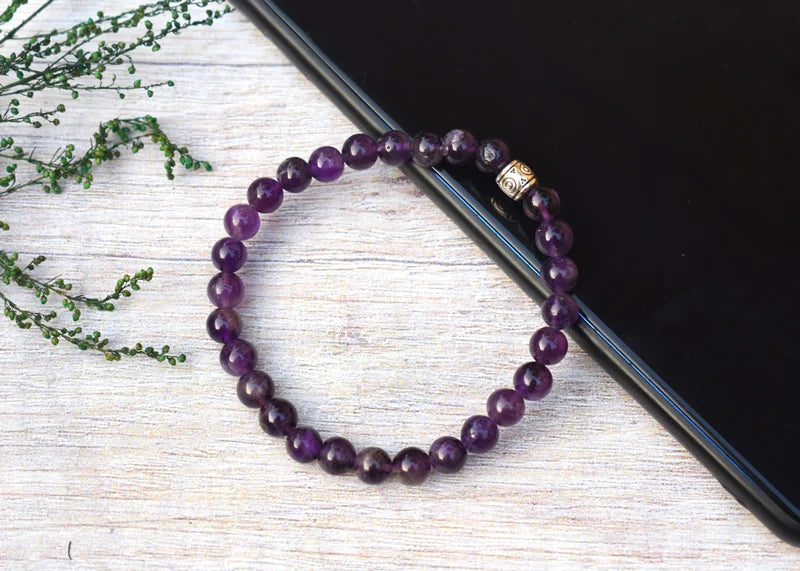 Real Certified Amethyst Stone Healing Bracelet | Powerful Stone For Protection & Inner Cleansing - EarthBased 