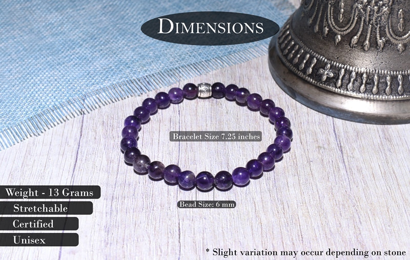 Real Certified Amethyst Stone Healing Bracelet | Powerful Stone For Protection & Inner Cleansing - EarthBased 