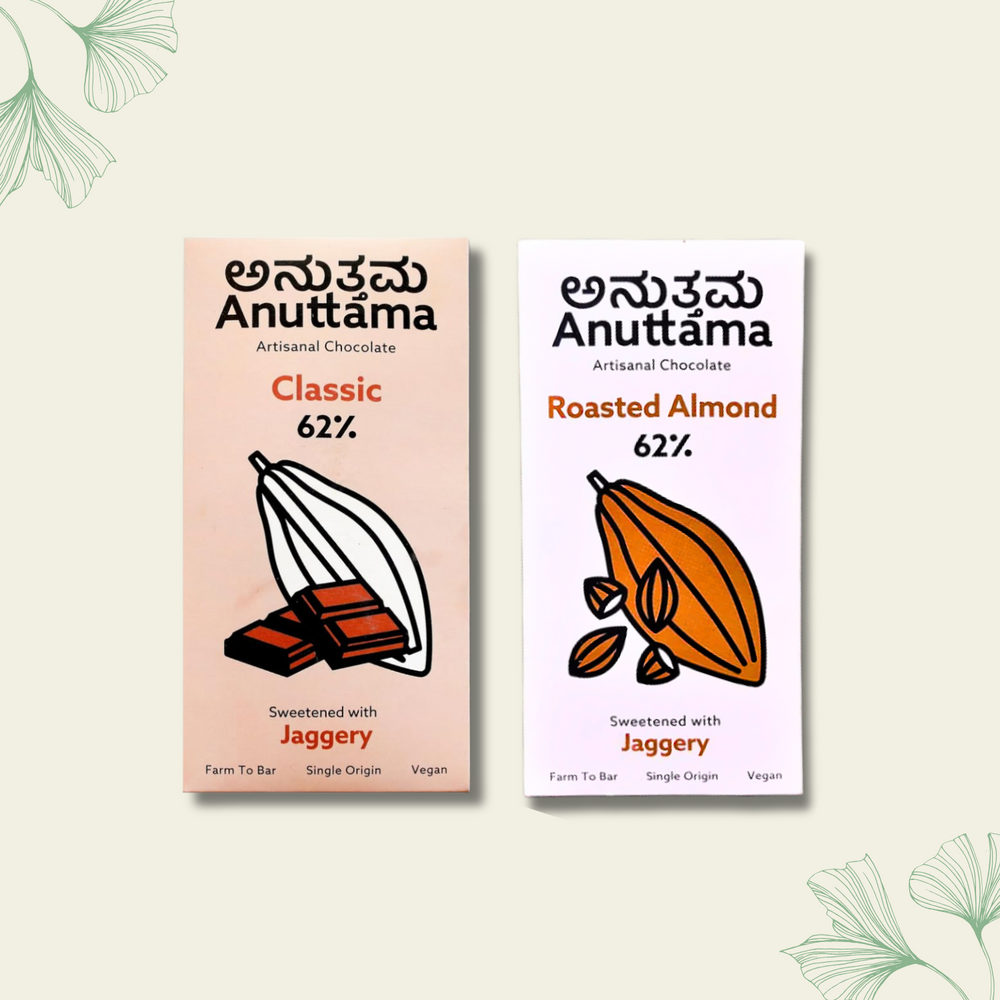 Anuttama | Dark Chocolate | Classic + Roasted Almonds | Combo - EarthBased 
