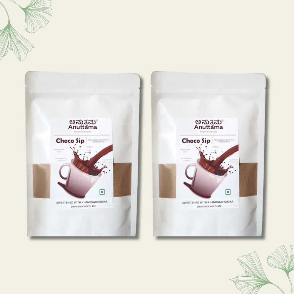 Choco Sip (Drinking chocolate powder) | Chocolate Drink | Non-Alkalized | Vegan & Gluten-Free | No Preservatives/Flavors/colors | Single Origin | Jaggery Sweetened by Anuttama - EarthBased 